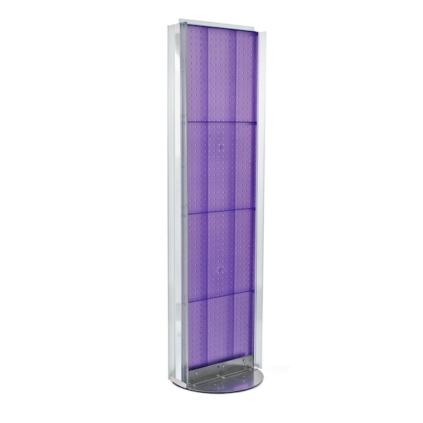 Two-Sided Pegboard Floor Display w/ C-Channel Sides on Revolving Base. Spinner Rack Stand.